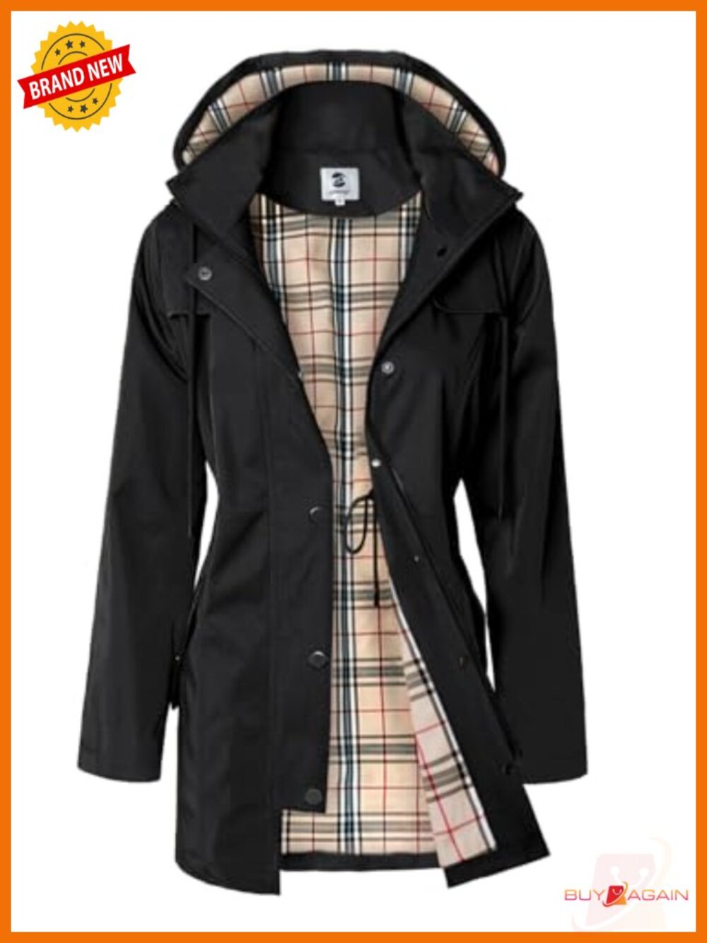 SaphiRose Women's Hooded Rain Jacket Water-Resistant Windbreaker Anorak
